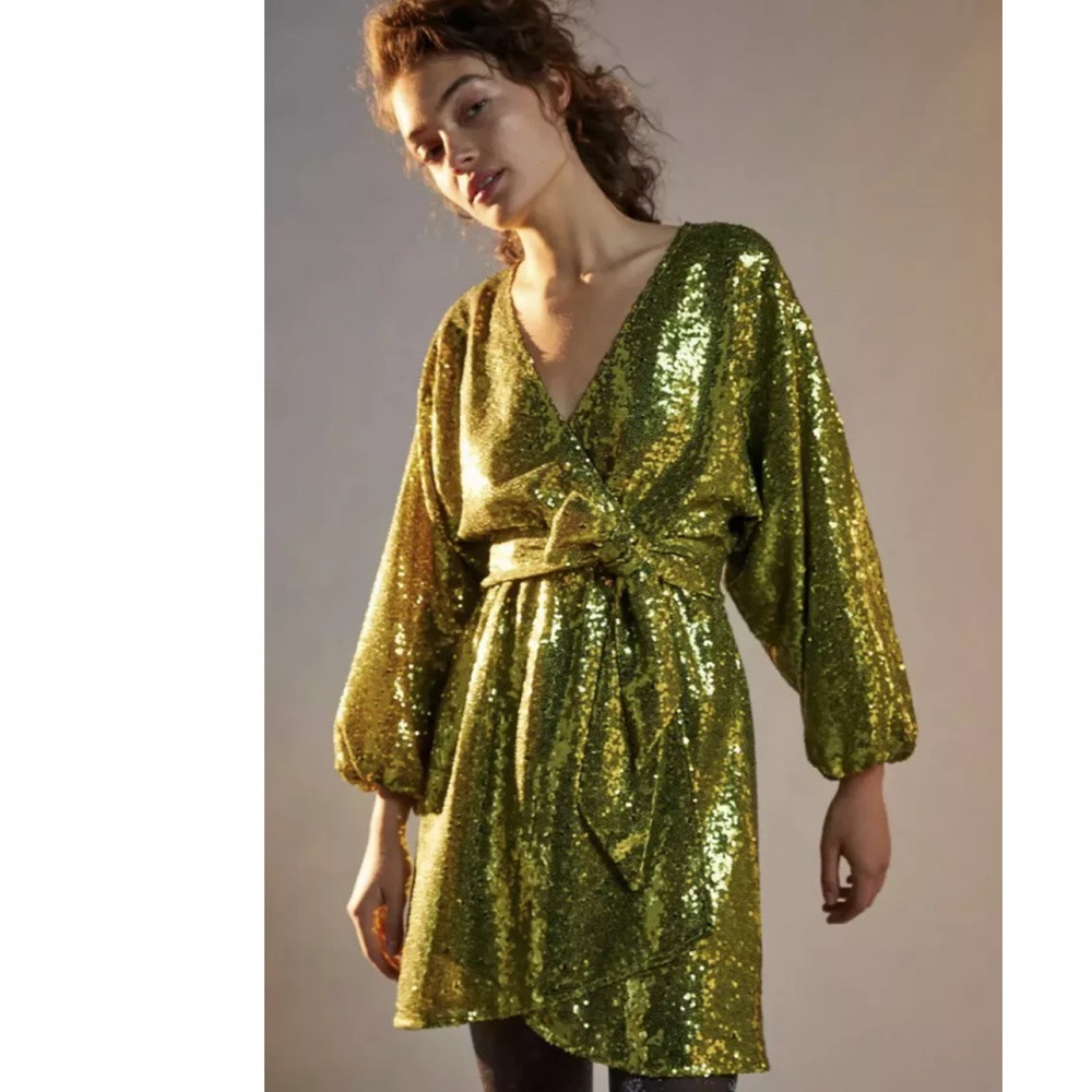 New Anthropologie Lisabette Sequined Mini Dress, L